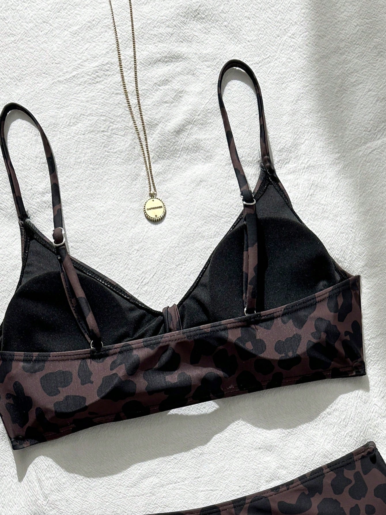 Bonvoyette Women's Summer Brown Leopard Print Spaghetti Strap Sexy Bikini Swimsuit 2-Piece Set, Beach Vacation Swimwear
