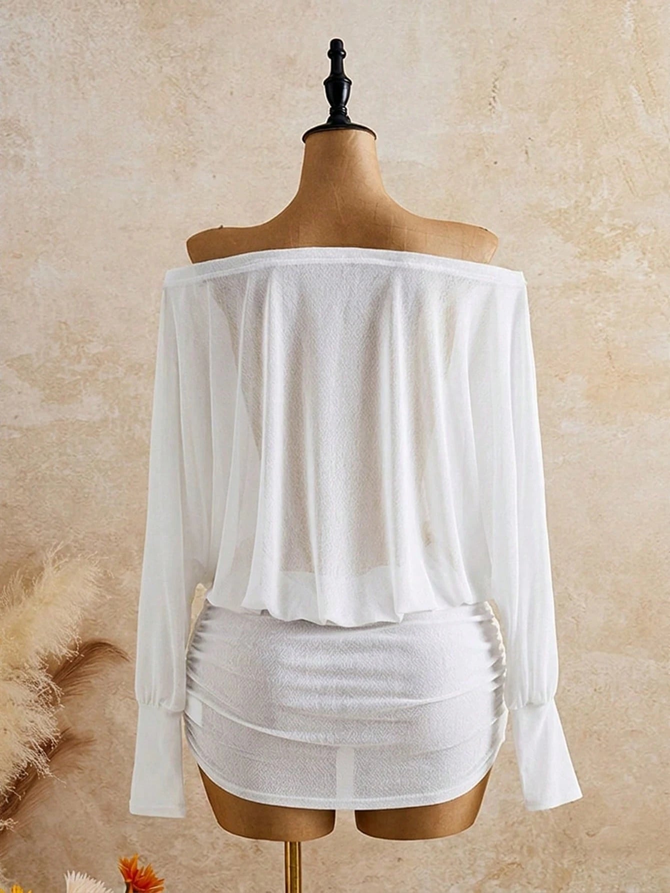 Bonvoyette Women's White Minimalist Tropical Sheer Coverup Holiday Holiday Vacation Summer