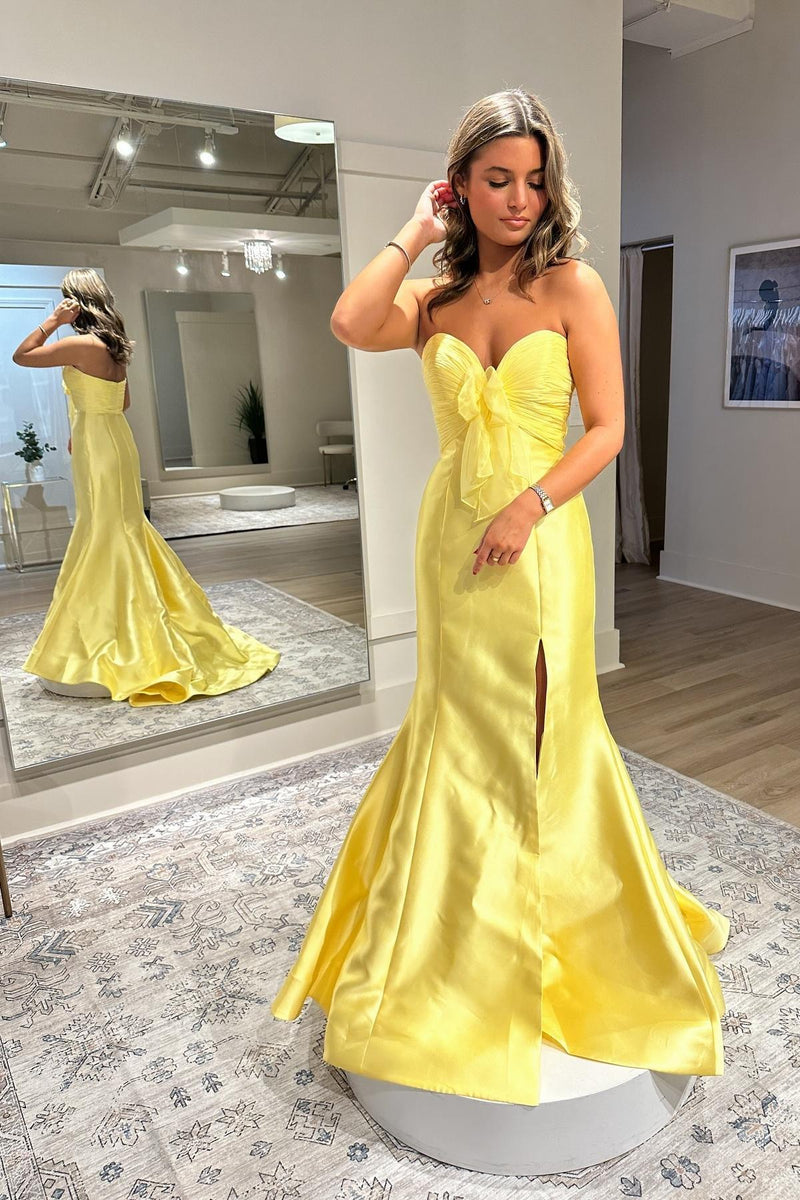 Bow Sweetheart Light Blue Mermaid Long Party Dress