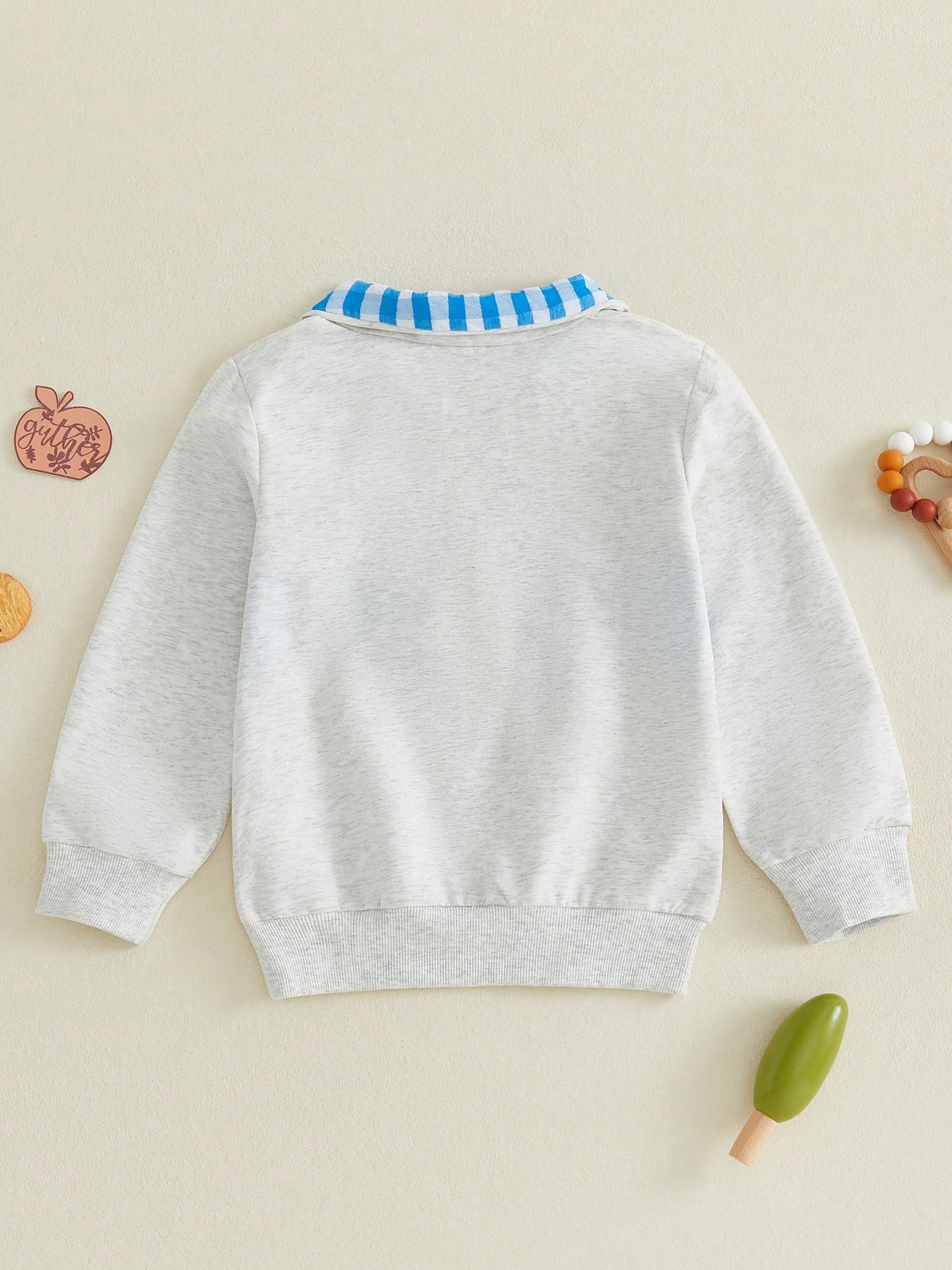 Boys Quarter Zip Sweatshirt Back To School Letter Embroidery Blue Plaid Lapel Long Sleeve Pullover Kids Daily Fall Tops 1-6Y