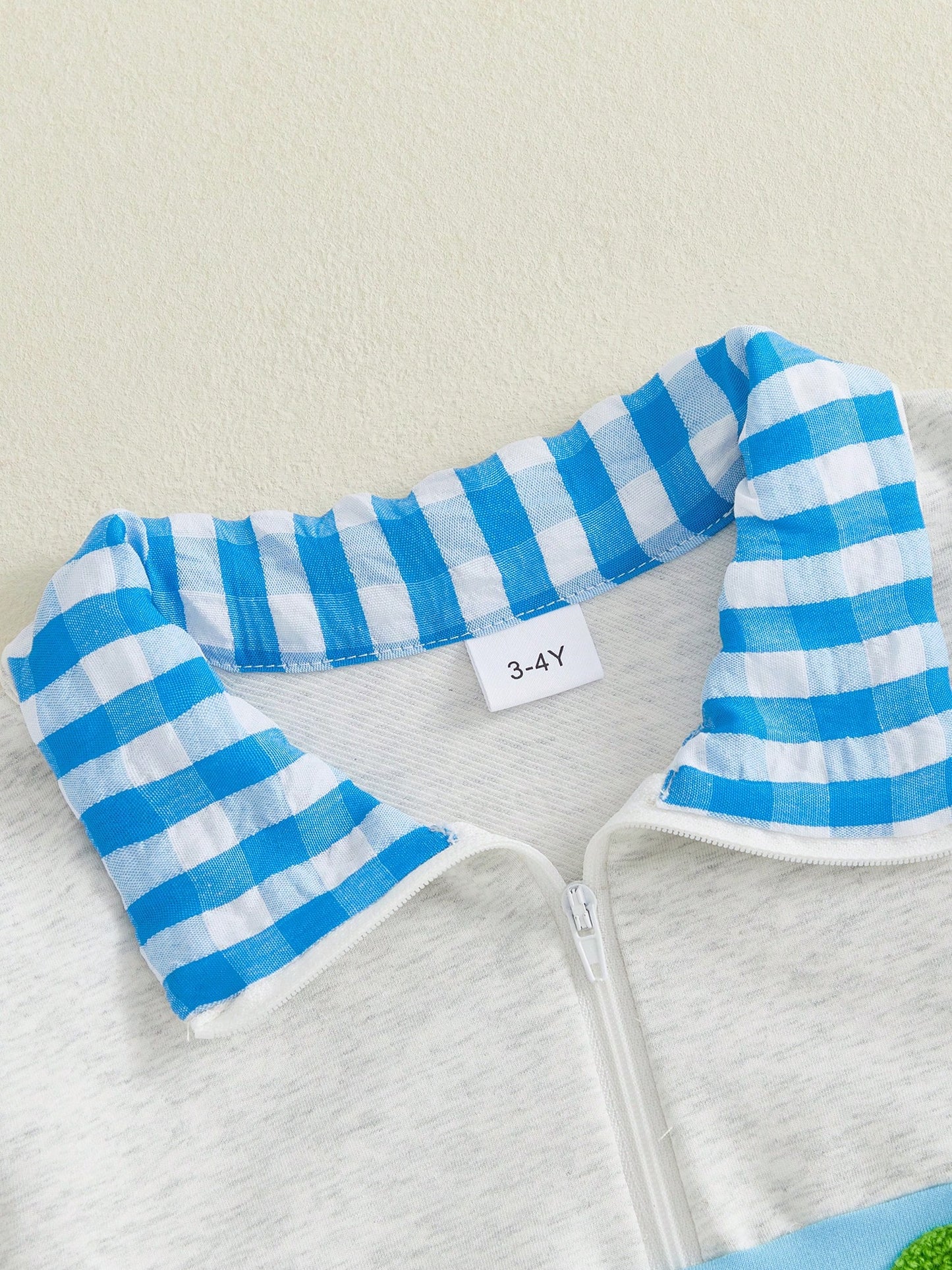 Boys Quarter Zip Sweatshirt Back To School Letter Embroidery Blue Plaid Lapel Long Sleeve Pullover Kids Daily Fall Tops 1-6Y