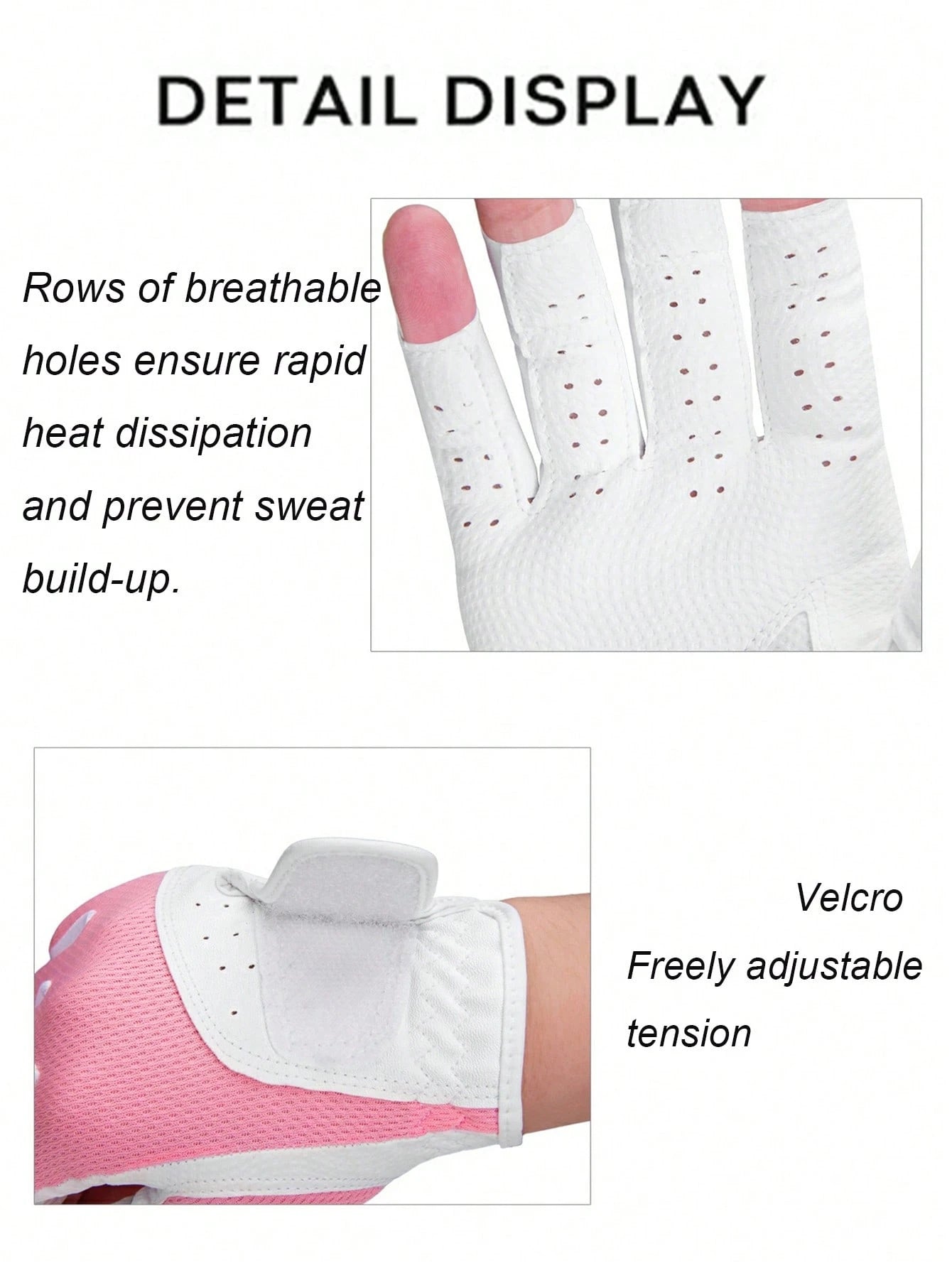 Breathable Sweat-Wicking Golf Gloves With Adjustable Hook And Loop Fingerless Microfiber Golf Glove For Female Players Aesthetic Golf Grips For Summer Training Session High-Elasticity Soft Grip Lightw