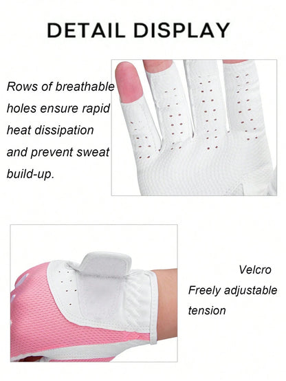 Breathable Sweat-Wicking Golf Gloves With Adjustable Hook And Loop Fingerless Microfiber Golf Glove For Female Players Aesthetic Golf Grips For Summer Training Session High-Elasticity Soft Grip Lightw