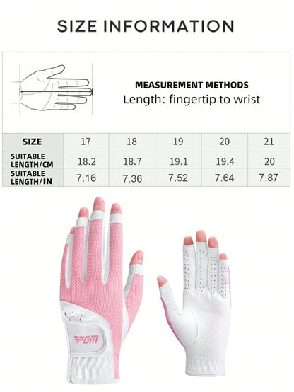 Breathable Sweat-Wicking Golf Gloves With Adjustable Hook And Loop Fingerless Microfiber Golf Glove For Female Players Aesthetic Golf Grips For Summer Training Session High-Elasticity Soft Grip Lightw