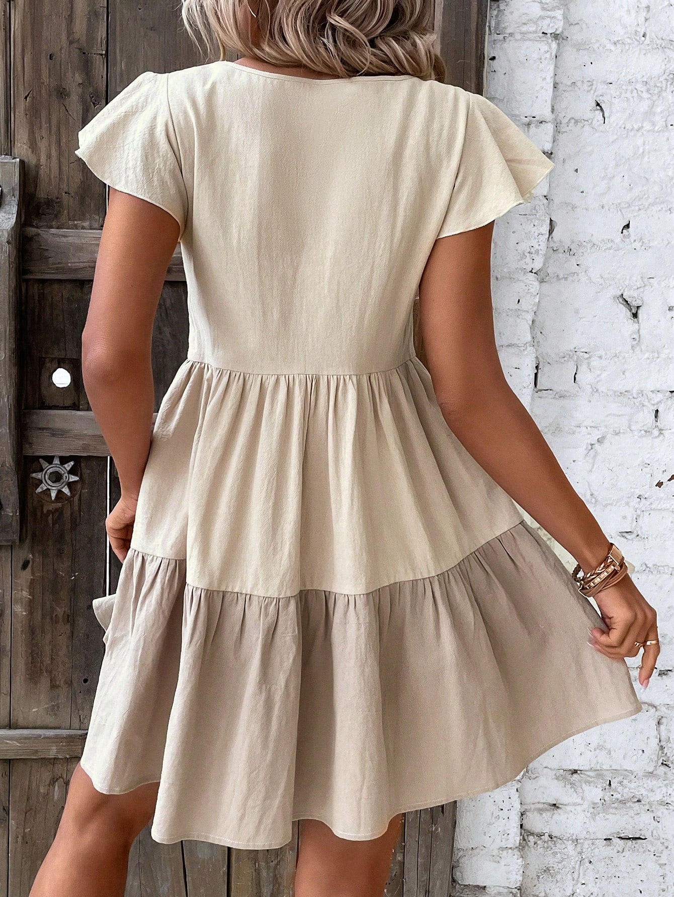 Breezaya Keyhole Neckline Ruffle Hem Smock Dress Vacation Beach Outfits Women