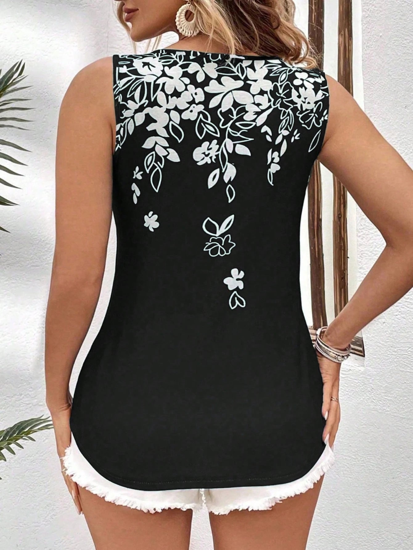 Breezaya Plus Floral Print Tank Top For Summer Graphic Tees Women Tops