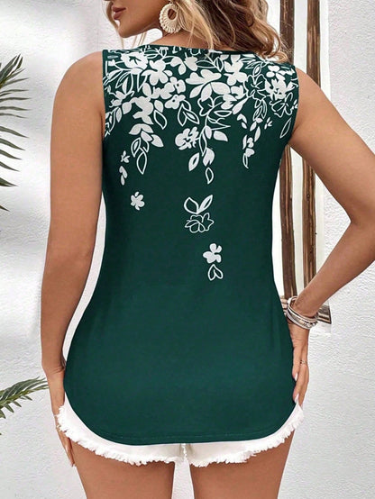 Breezaya Plus Floral Print Tank Top For Summer Graphic Tees Women Tops
