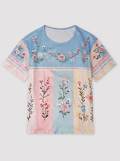 Breezaya Plus Size Women's Halloween Print Crew Neck T-Shirt Casual Short-Sleeve Summer Top