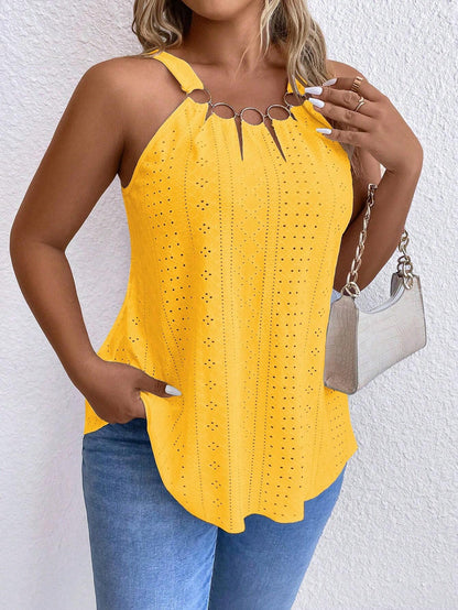 Breezaya Plus Size Women's Summer Circular Ring Connected Casual Camisole Top