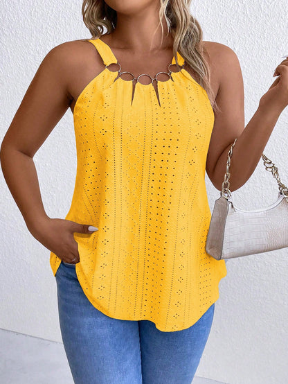 Breezaya Plus Size Women's Summer Circular Ring Connected Casual Camisole Top