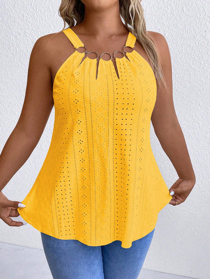 Breezaya Plus Size Women's Summer Circular Ring Connected Casual Camisole Top