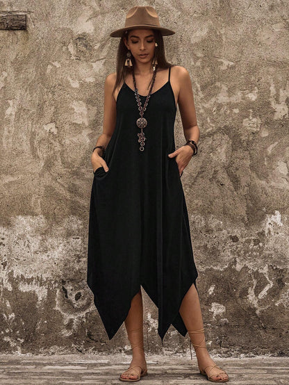 Breezaya Women'S Asymmetrical Hem Spaghetti Strap Dress