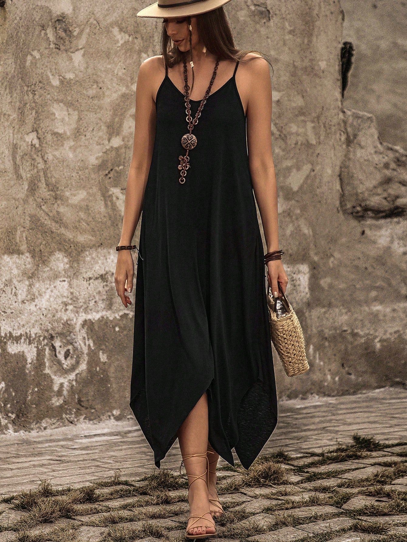 Breezaya Women'S Asymmetrical Hem Spaghetti Strap Dress