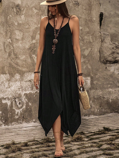 Breezaya Women'S Asymmetrical Hem Spaghetti Strap Dress