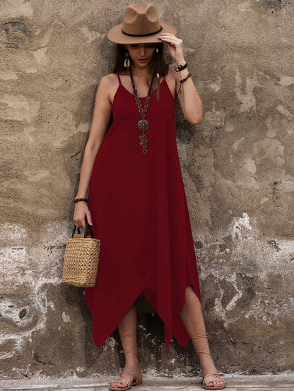 Breezaya Women'S Asymmetrical Hem Spaghetti Strap Dress