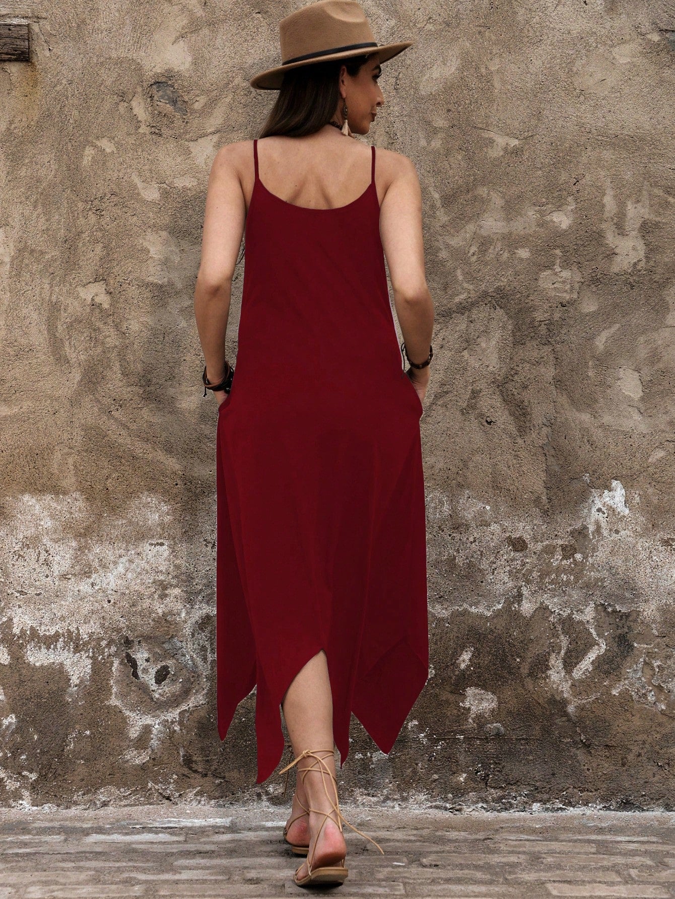 Breezaya Women'S Asymmetrical Hem Spaghetti Strap Dress
