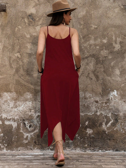 Breezaya Women'S Asymmetrical Hem Spaghetti Strap Dress