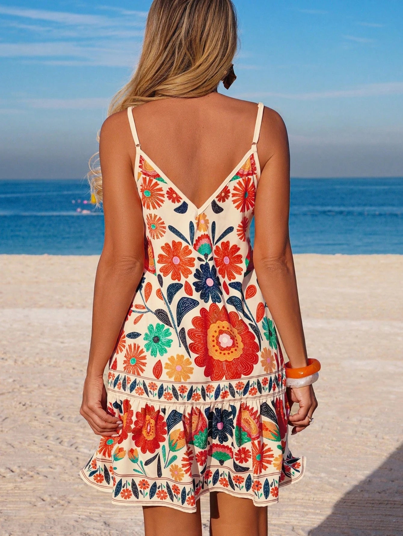 Breezaya Women's Casual Printed Sleeveless Beach Cover-Up Dress, Spring/Summer