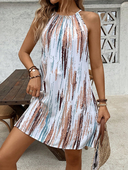 Breezaya Women's Fashionable Open Shoulder Printed Summer Holiday Dress Vacation Beach Outfit