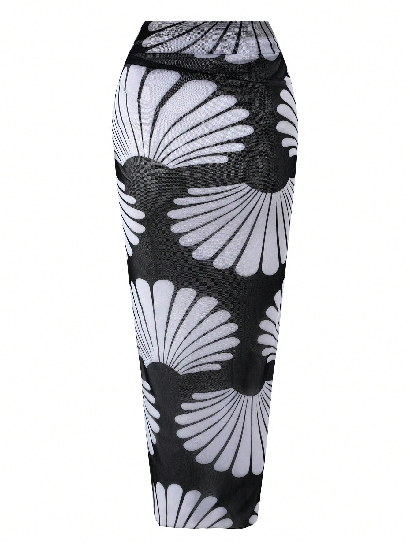 Breezaya Women's Tropical Plant Print Tie-Up Slit Cover-Up Maxi Skirt