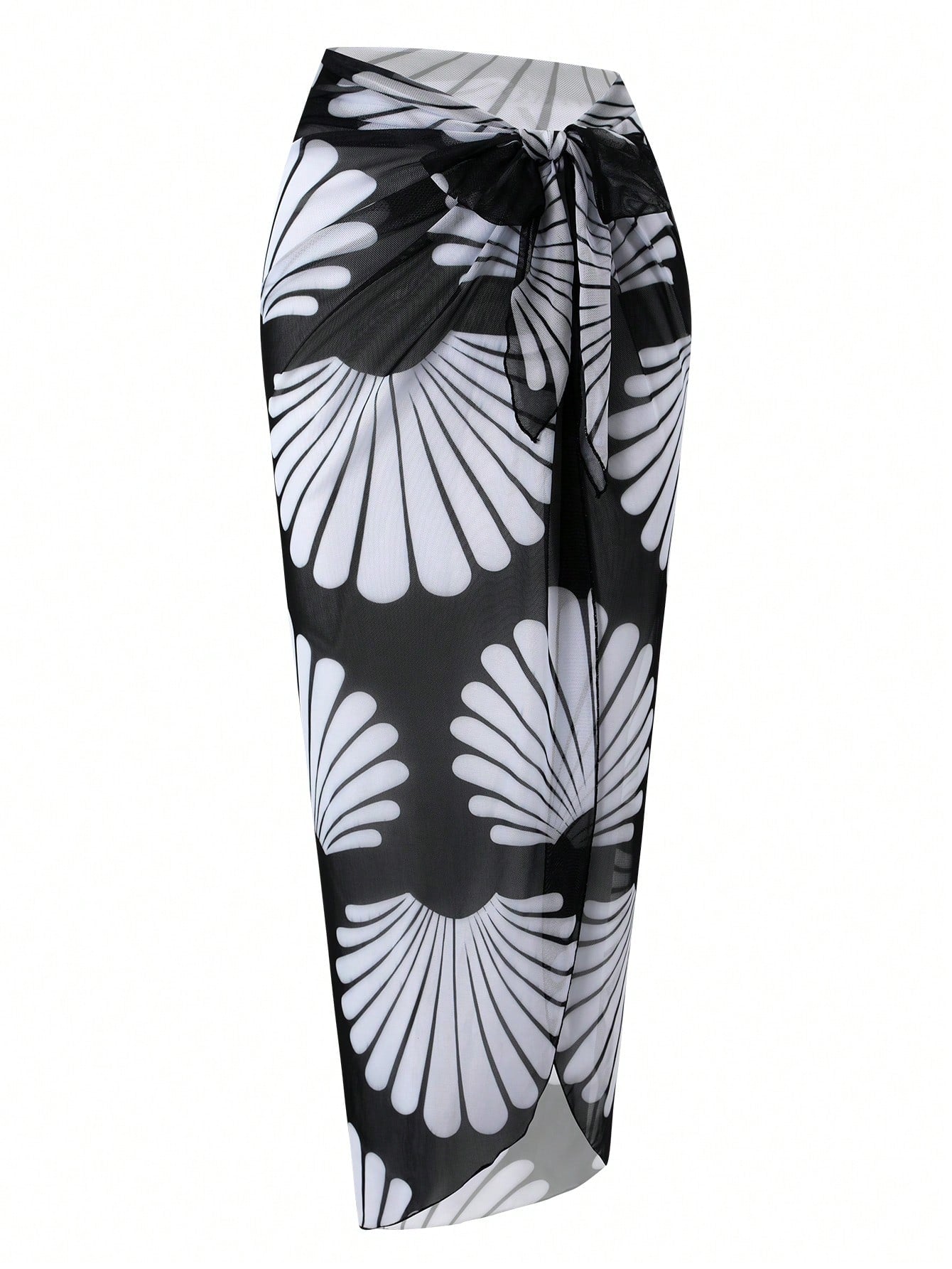 Breezaya Women's Tropical Plant Print Tie-Up Slit Cover-Up Maxi Skirt