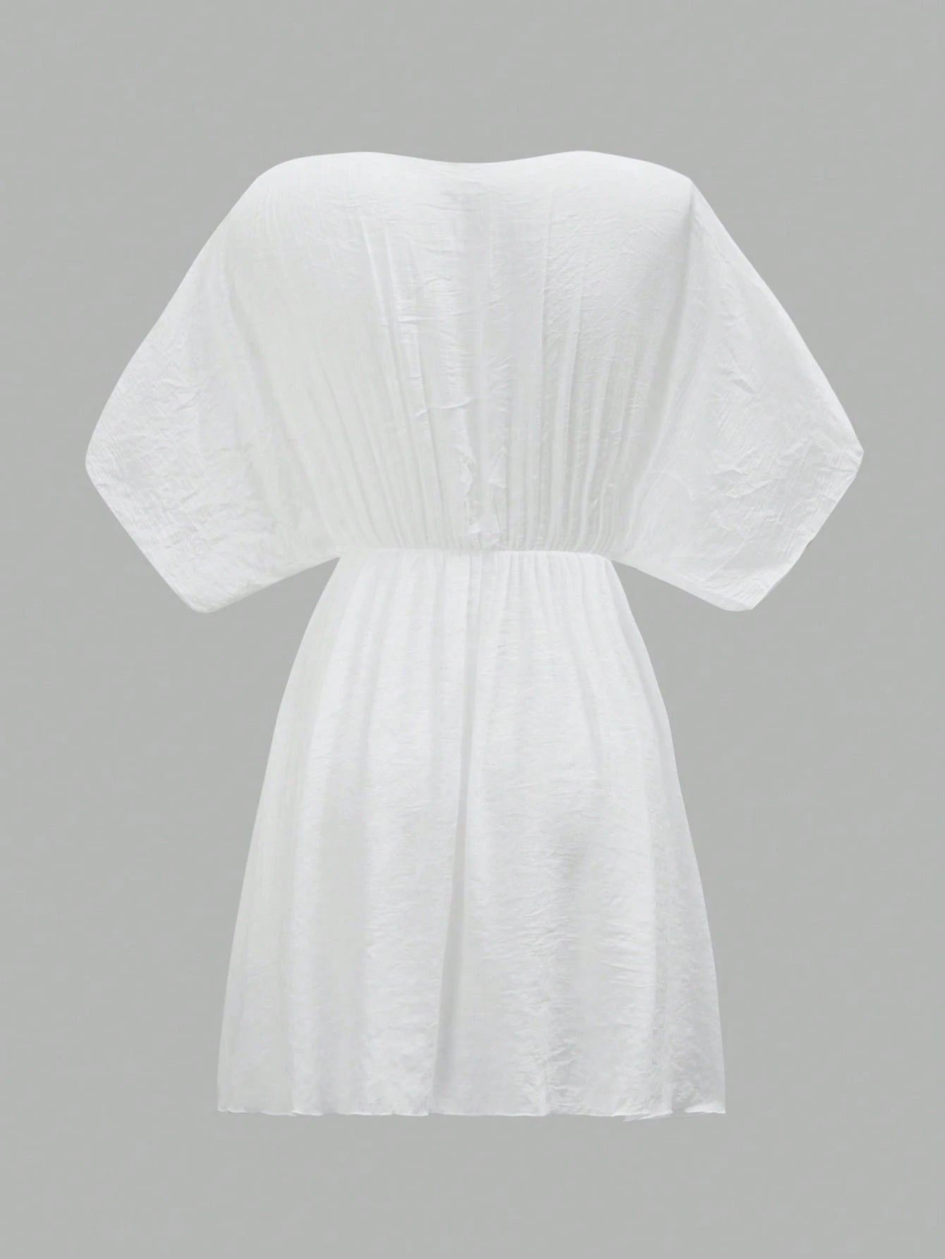 Breezaya Women's V-Neck Lace Splice Solid Color Beach Cover-Up Dress Summer