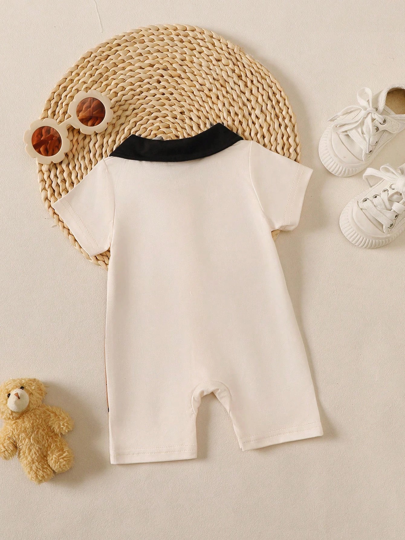 BrownBark Baby Boy Newborn Summer Cute Cartoon Bear Print Short Sleeve Romper, Soft & Comfortable Infant Baby Boy Clothing For Indoor Casual Wear & Outings