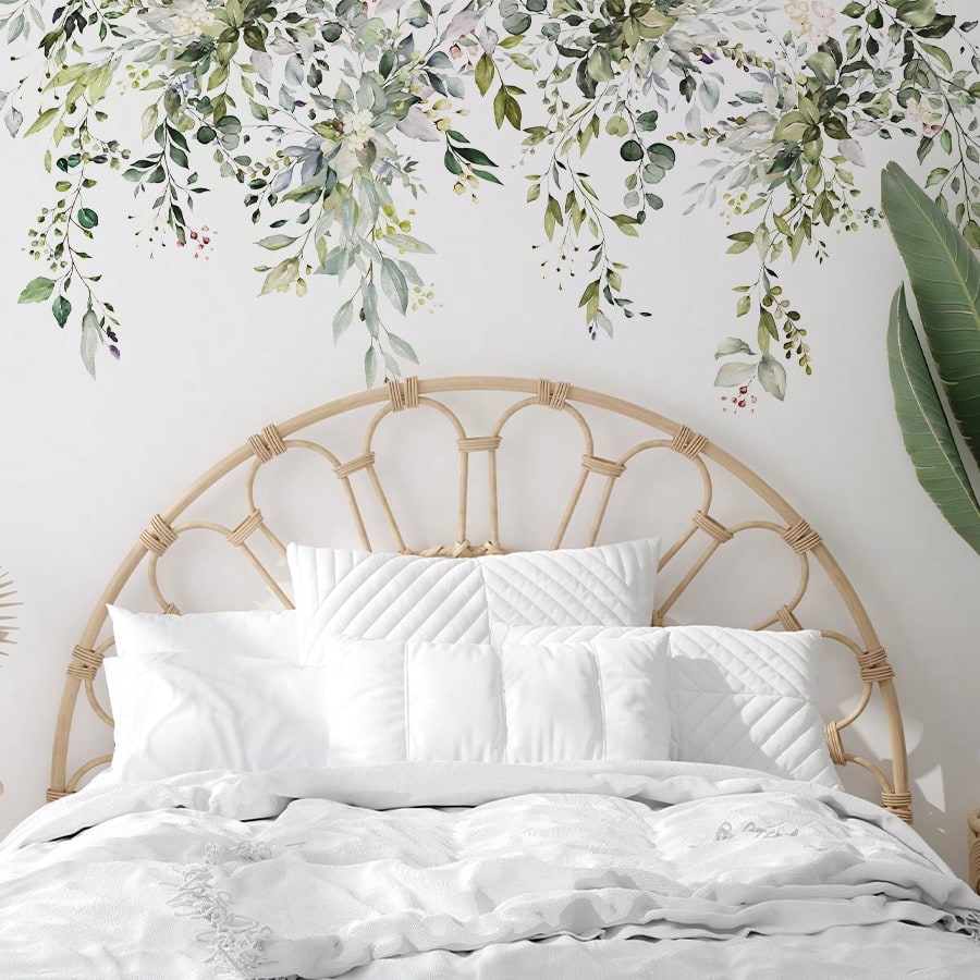 BRUP 1/2 Sheets/Set Pink Rose & Butterfly Wall Stickers, Whimsical Floral Vines With Flying Butterflies For Girl's Bedroom Living Room Kitchen Decor, Removable Peel And Stick, Spring Summer Cottagecor