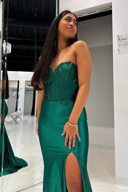 Burgundy Beaded Sweetheart Mermaid Long Formal Dress