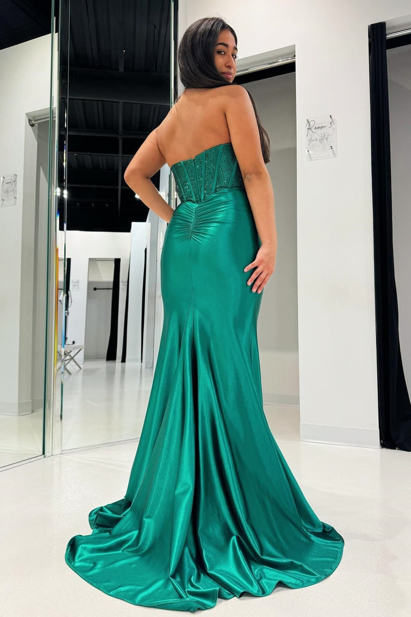 Burgundy Beaded Sweetheart Mermaid Long Formal Dress