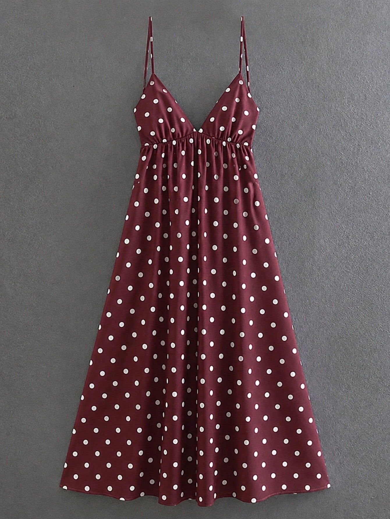 Cévolie Women's Polka Dot Backless Bow Decor Cami Dress