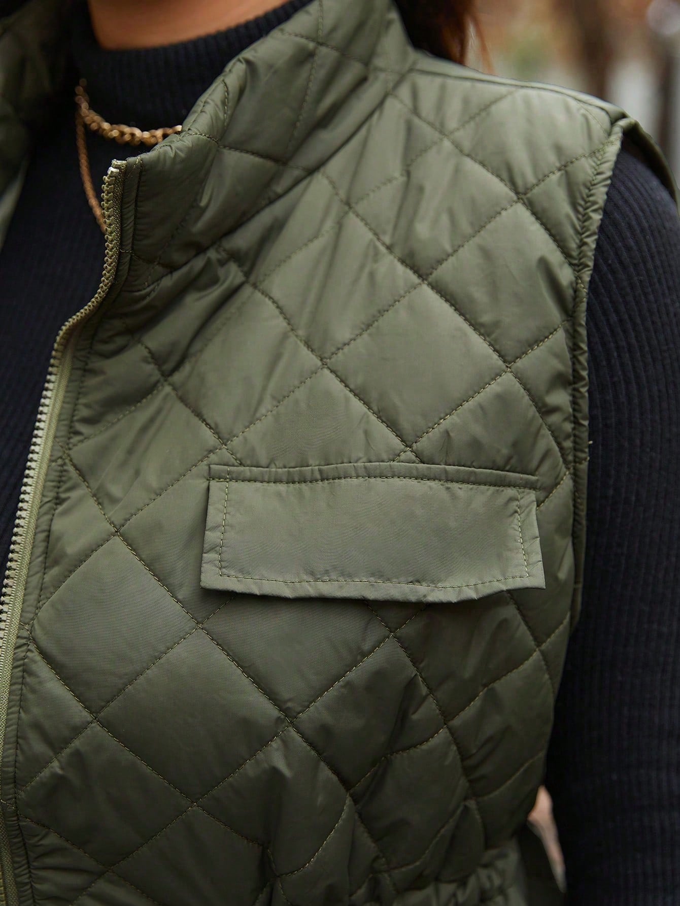 Calvaya Plus Size Women Drawstring Waist Cargo Pocket Casual Quilted Vest Jacket, Winter Clothes Fall Clothes, For Christmas Autumn