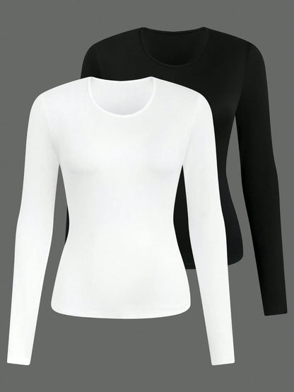 Calvaya Plus Size Women's Round Neck Long Sleeve T-Shirt Fall Cloth For Women