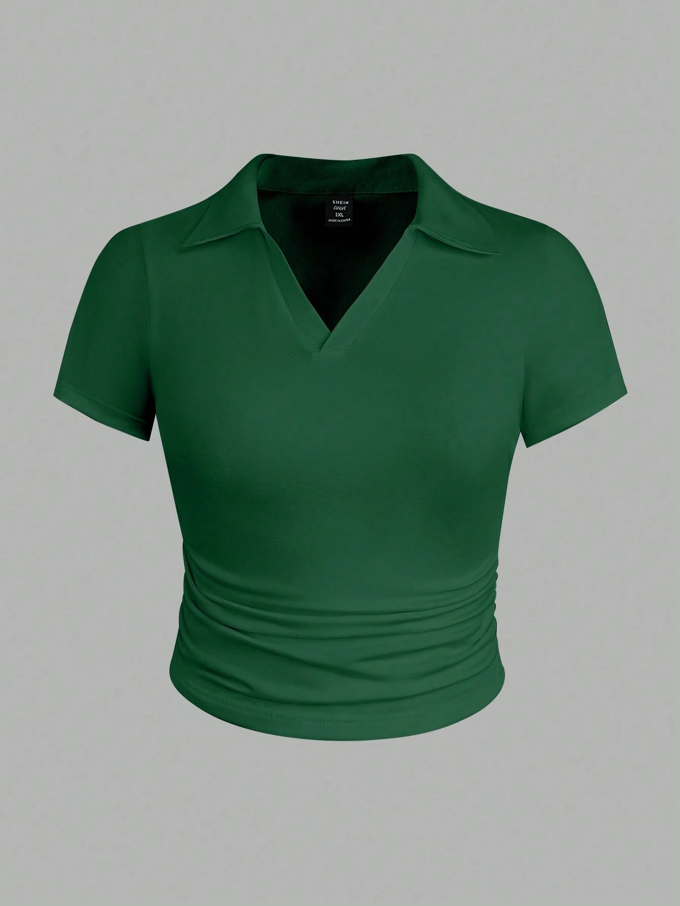 Calvaya Plus Size Women's Summer Solid Color Lapel Short Sleeve Casual T-Shirt