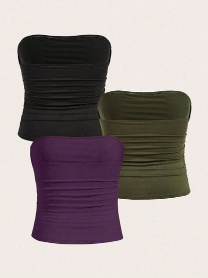 Calvaya Women's Plus Size Solid Color Simple Stylish Top, Suitable For Summer
