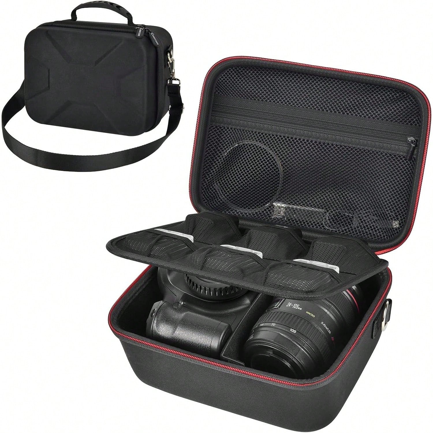 Camera Case For Canon Eos Rebel T7/R50/R100 Mark II/R50V/R10/R5/R6/R8 Mark IV/SL3 DSLR SLR Camera, Travel Mirrorless Camera Carrying Bag For Lens, Cables, SD Card And Accessories (Box Only)