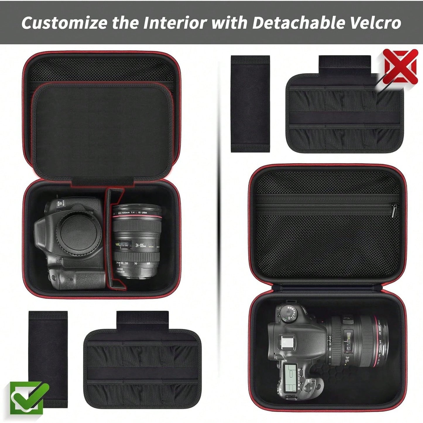 Camera Case For Canon Eos Rebel T7/R50/R100 Mark II/R50V/R10/R5/R6/R8 Mark IV/SL3 DSLR SLR Camera, Travel Mirrorless Camera Carrying Bag For Lens, Cables, SD Card And Accessories (Box Only)