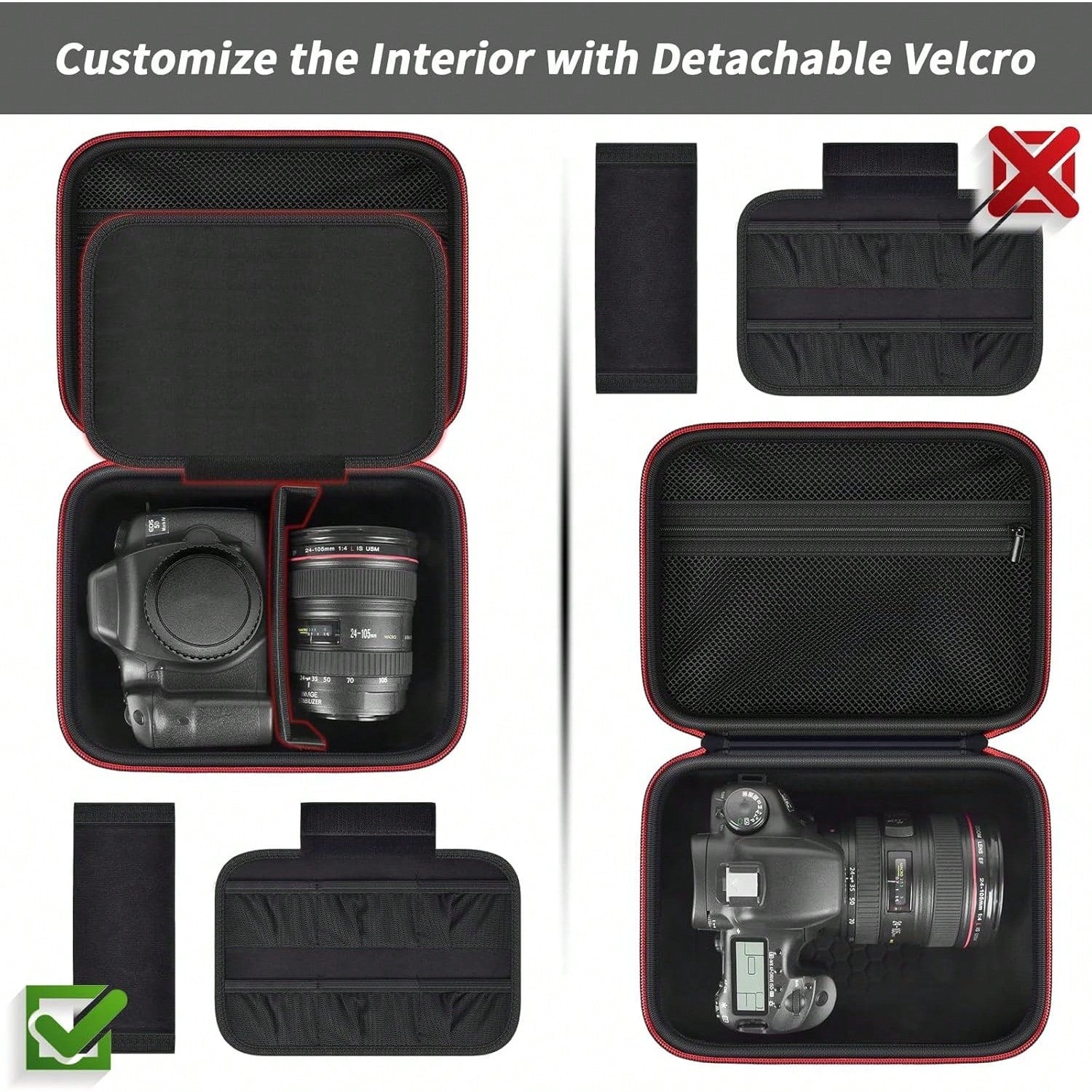 Camera Case For Canon Eos Rebel T7/R50/R100 Mark II/R50V/R10/R5/R6/R8 Mark IV/SL3 DSLR SLR Camera, Travel Mirrorless Camera Carrying Bag For Lens, Cables, SD Card And Accessories (Box Only)