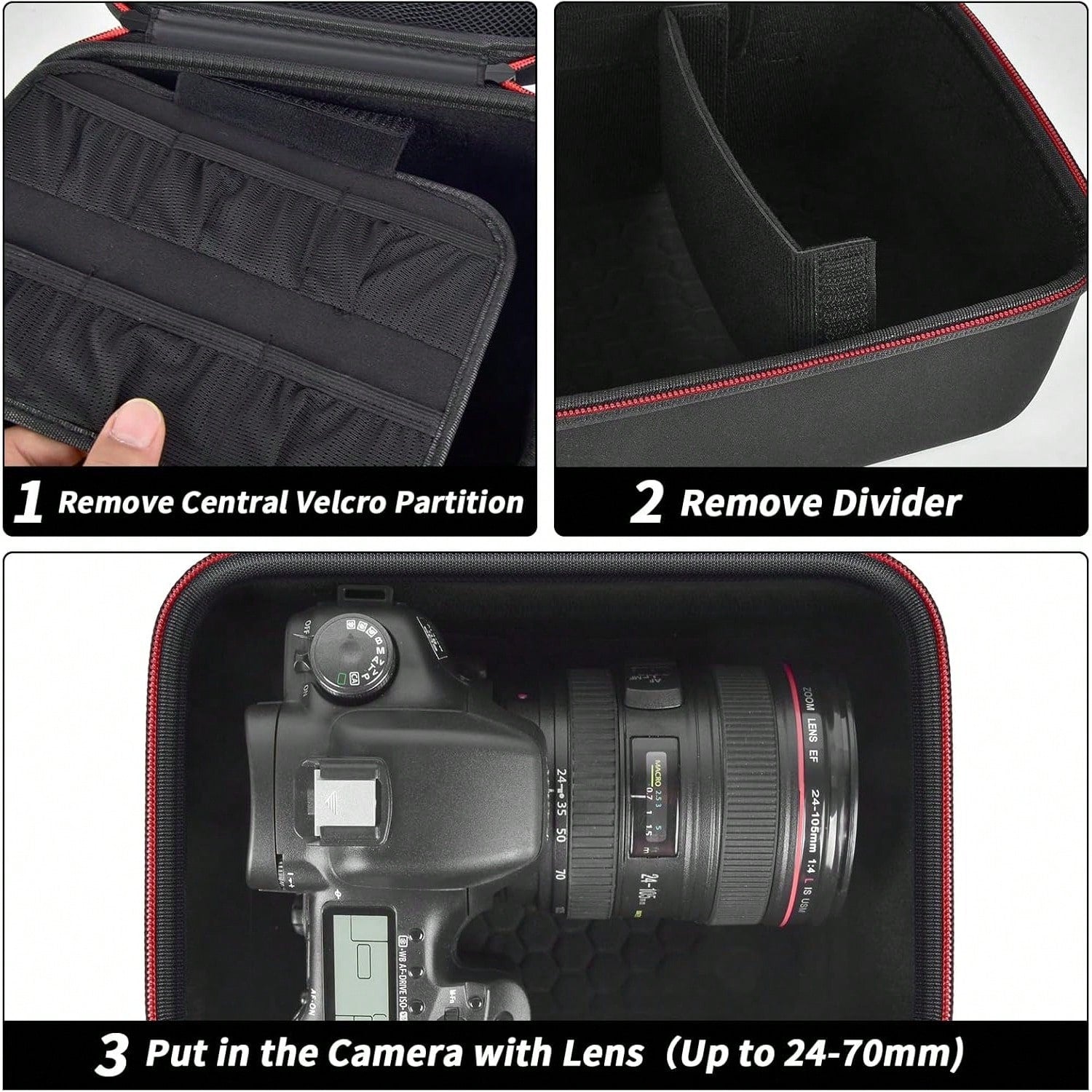 Camera Case For Canon Eos Rebel T7/R50/R100 Mark II/R50V/R10/R5/R6/R8 Mark IV/SL3 DSLR SLR Camera, Travel Mirrorless Camera Carrying Bag For Lens, Cables, SD Card And Accessories (Box Only)