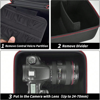 Camera Case For Canon Eos Rebel T7/R50/R100 Mark II/R50V/R10/R5/R6/R8 Mark IV/SL3 DSLR SLR Camera, Travel Mirrorless Camera Carrying Bag For Lens, Cables, SD Card And Accessories (Box Only)