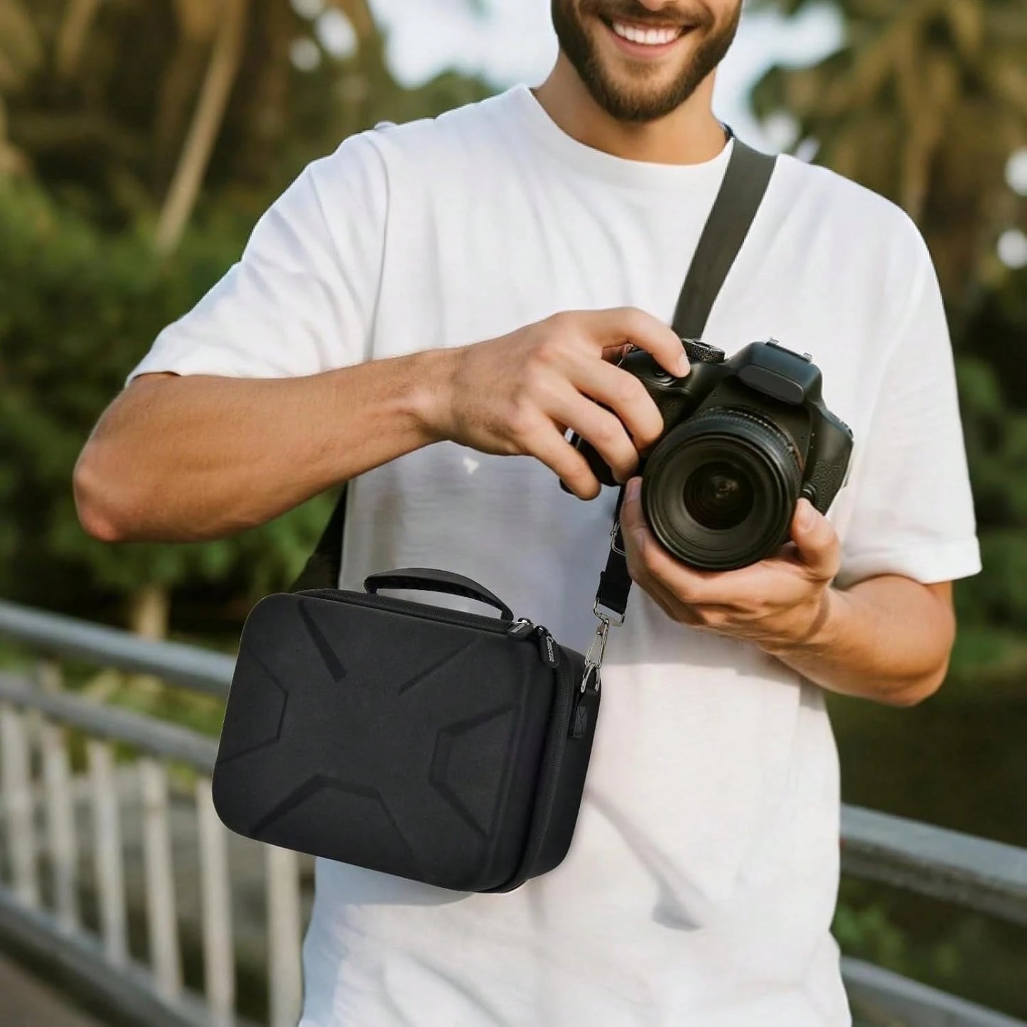 Camera Case For Canon Eos Rebel T7/R50/R100 Mark II/R50V/R10/R5/R6/R8 Mark IV/SL3 DSLR SLR Camera, Travel Mirrorless Camera Carrying Bag For Lens, Cables, SD Card And Accessories (Box Only)
