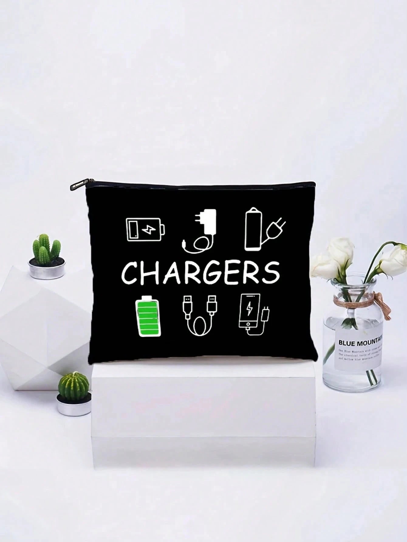 Canvas Charger Organizer Bag- Low Allergenic, Non-Waterproof Electronics Accessory Case- Unisex Travel Cable And USB Pouch