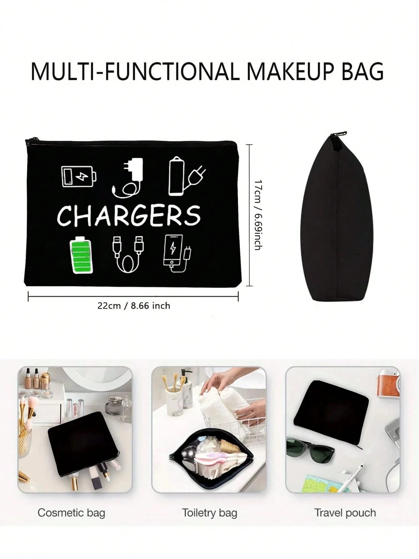 Canvas Charger Organizer Bag- Low Allergenic, Non-Waterproof Electronics Accessory Case- Unisex Travel Cable And USB Pouch