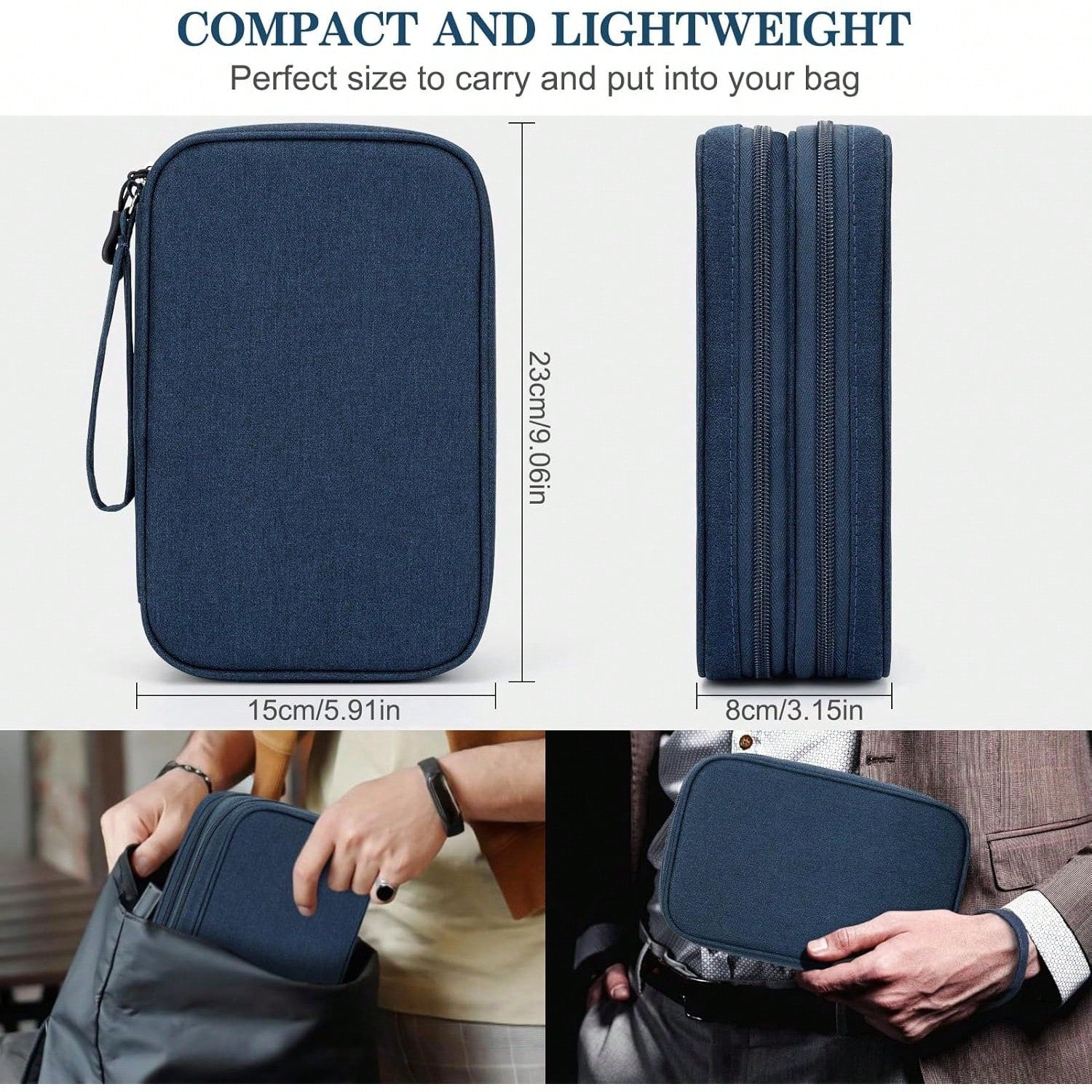 Canvas Shockproof Electronics Organizer Case – Portable Travel Storage For Cables, Power Bank, Hard Drive, SD Card, Office Workers, Lightweight