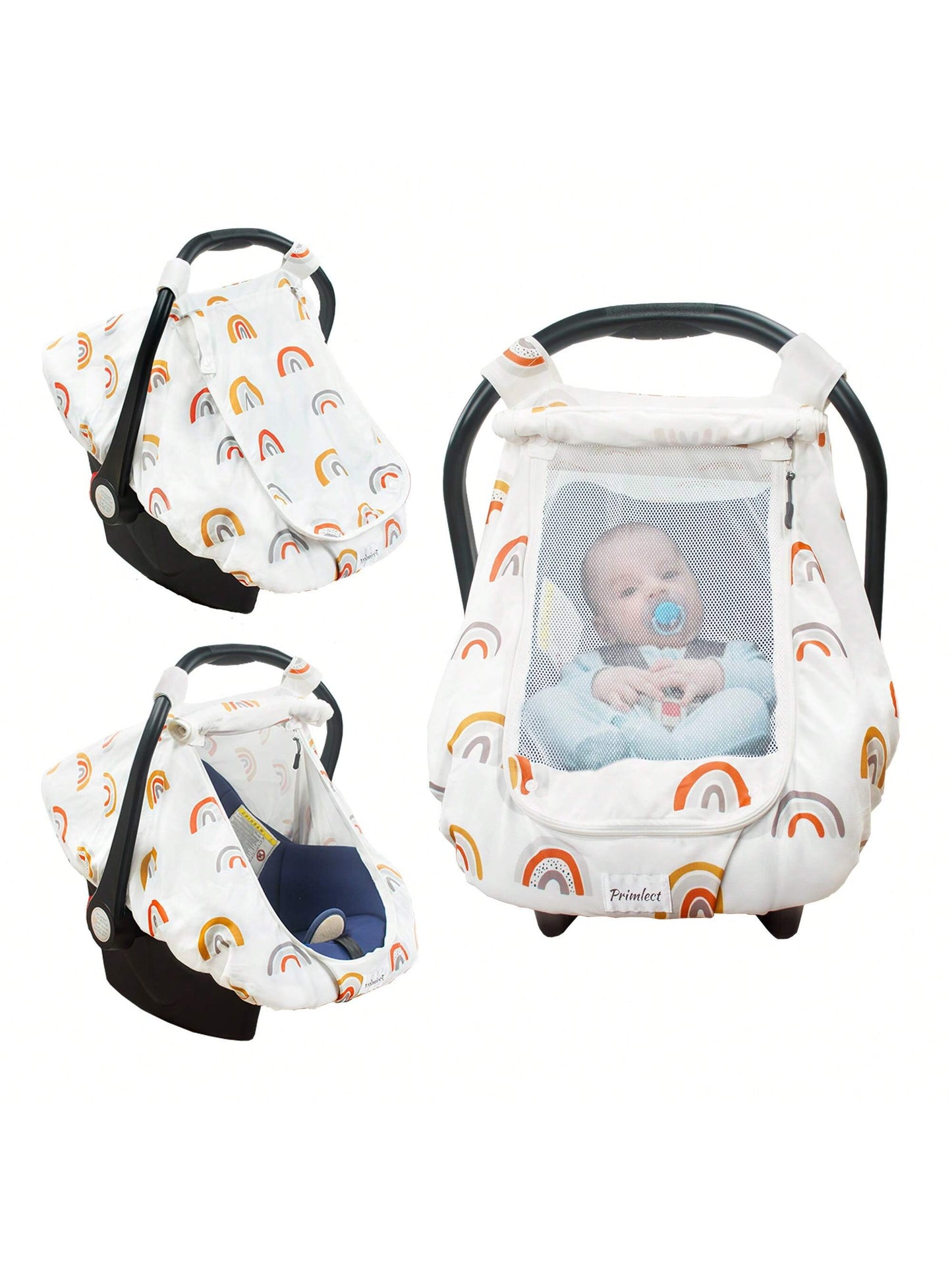 Car Seat Covers For Babies, Large Window Baby Car Seat Covers, Stretchy Carseat Canopy With Breathable Peekaboo, Kick-Proof & Windproof Infant Carseat Cover For Boys Girls