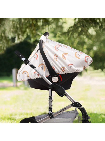 Car Seat Covers For Babies, Large Window Baby Car Seat Covers, Stretchy Carseat Canopy With Breathable Peekaboo, Kick-Proof & Windproof Infant Carseat Cover For Boys Girls