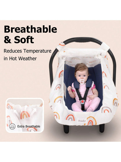Car Seat Covers For Babies, Large Window Baby Car Seat Covers, Stretchy Carseat Canopy With Breathable Peekaboo, Kick-Proof & Windproof Infant Carseat Cover For Boys Girls
