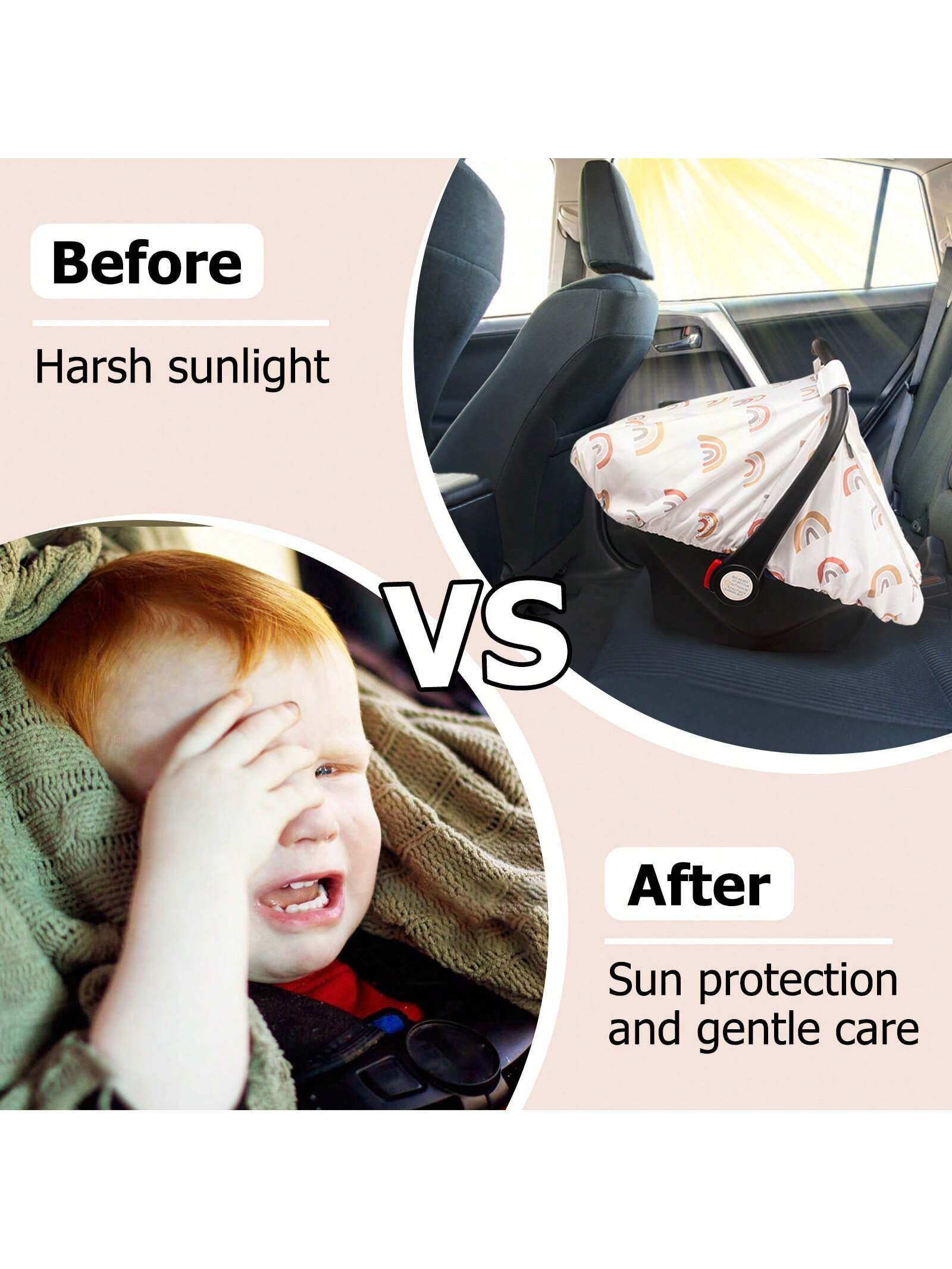 Car Seat Covers For Babies, Large Window Baby Car Seat Covers, Stretchy Carseat Canopy With Breathable Peekaboo, Kick-Proof & Windproof Infant Carseat Cover For Boys Girls