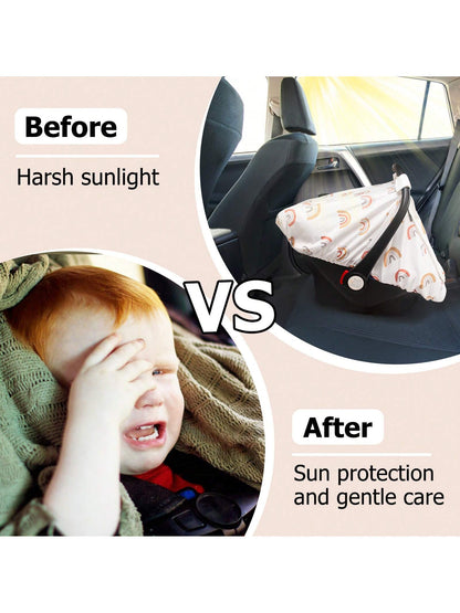 Car Seat Covers For Babies, Large Window Baby Car Seat Covers, Stretchy Carseat Canopy With Breathable Peekaboo, Kick-Proof & Windproof Infant Carseat Cover For Boys Girls