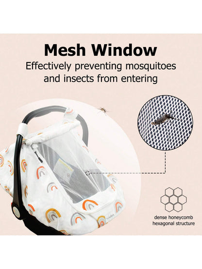 Car Seat Covers For Babies, Large Window Baby Car Seat Covers, Stretchy Carseat Canopy With Breathable Peekaboo, Kick-Proof & Windproof Infant Carseat Cover For Boys Girls